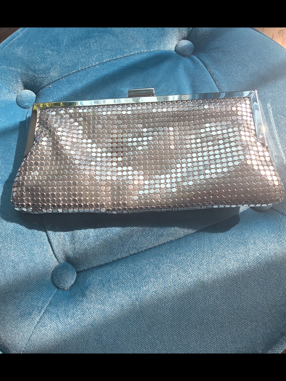 Style & Co. Silver Mesh Frame Clutch